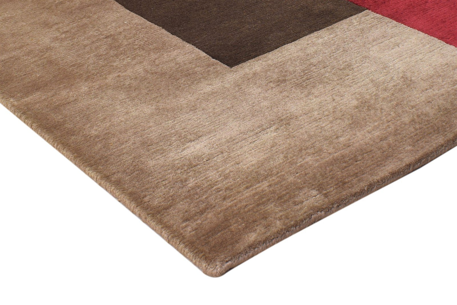 Wool Brown Rug 4X6 Modern Hand Knotted Scandinavian Abstract Room Size Carpet 