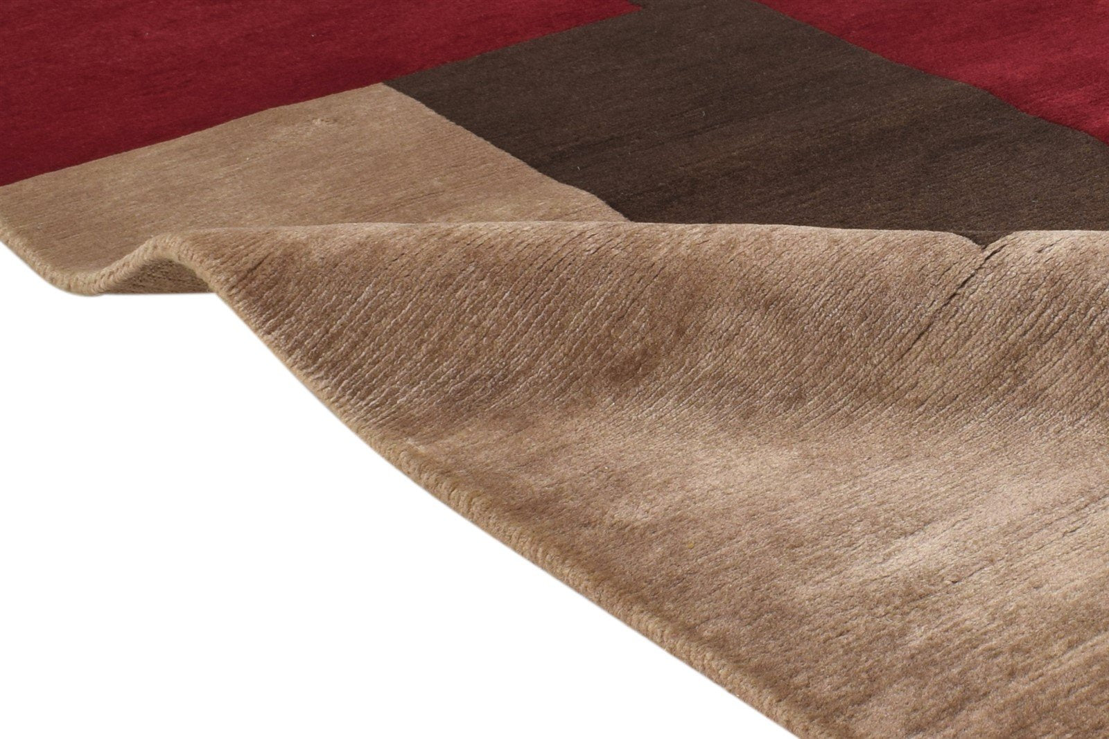 Wool Brown Rug 4X6 Modern Hand Knotted Scandinavian Abstract Room Size Carpet 