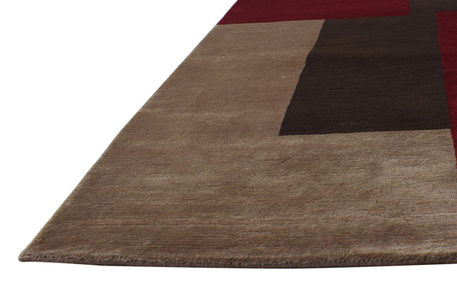 Wool Brown Rug 4X6 Modern Hand Knotted Scandinavian Abstract Room Size Carpet 