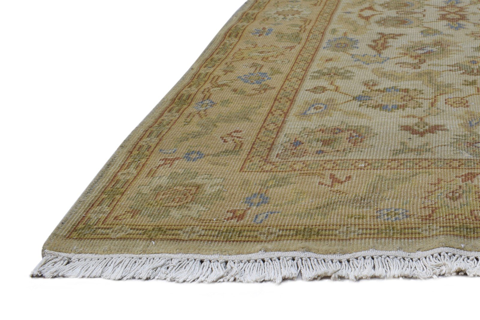 Wool Beige Rug 4' X 6' Persian Hand Knotted Oushak Oriental Room Size Carpet 