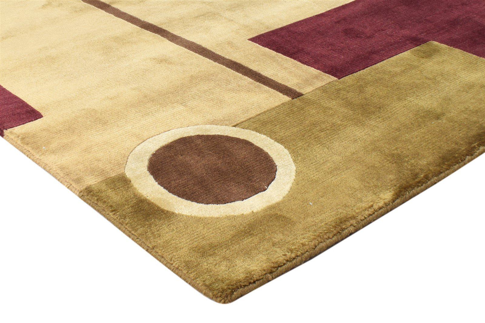 4X6 Rug Wool Brown Modern Hand Knotted Scandinavian Abstract Room Size Carpet 