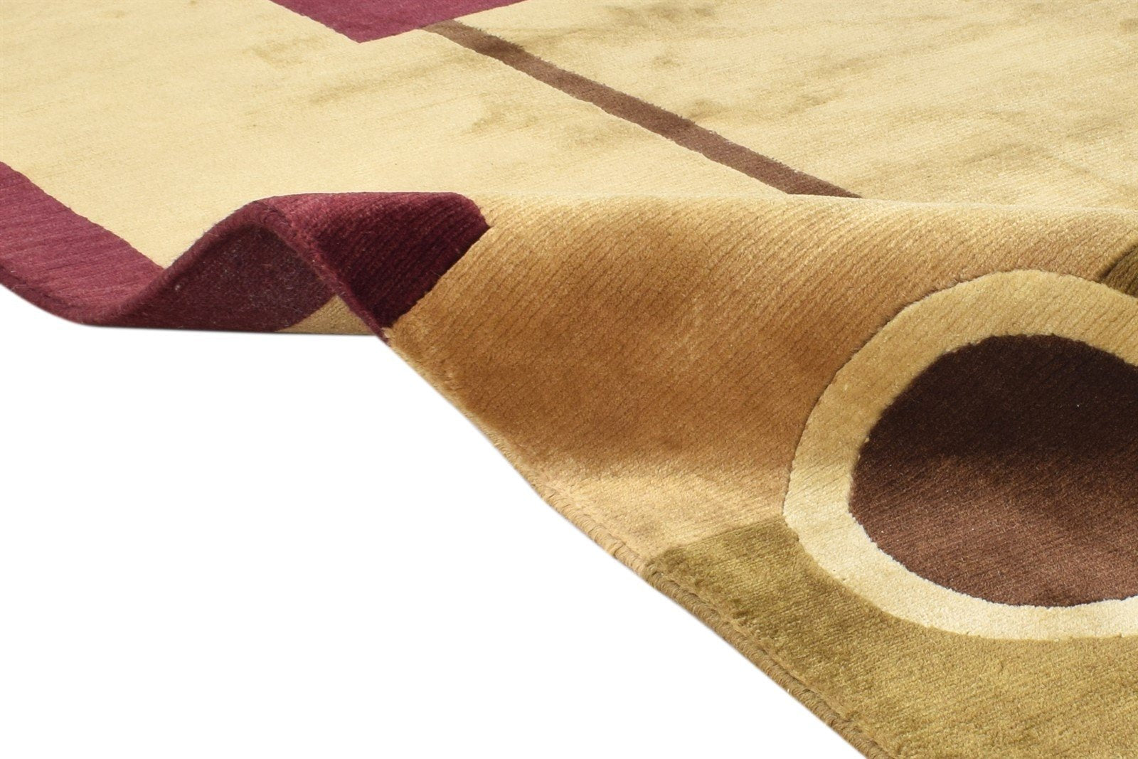 4X6 Rug Wool Brown Modern Hand Knotted Scandinavian Abstract Room Size Carpet 