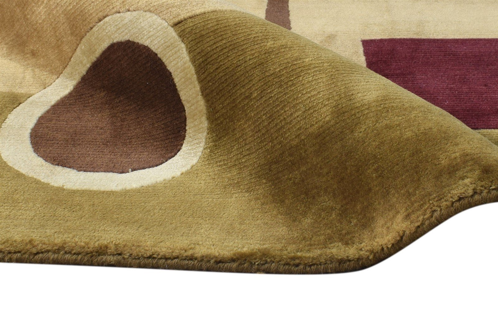 4X6 Rug Wool Brown Modern Hand Knotted Scandinavian Abstract Room Size Carpet  Area Rug 