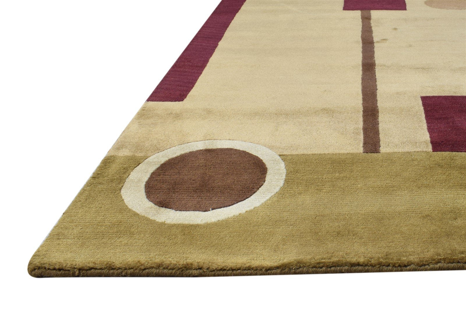 4X6 Rug Wool Brown Modern Hand Knotted Scandinavian Abstract Room Size Carpet 