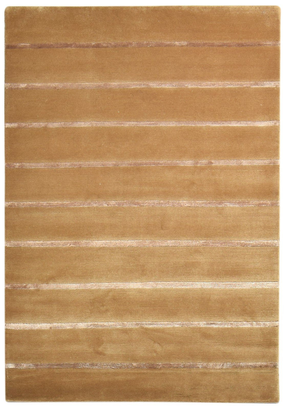 Hand Knotted Brown Wool / Silk Rug 4X6 Southwestern Gabbeh Striped Room Size 