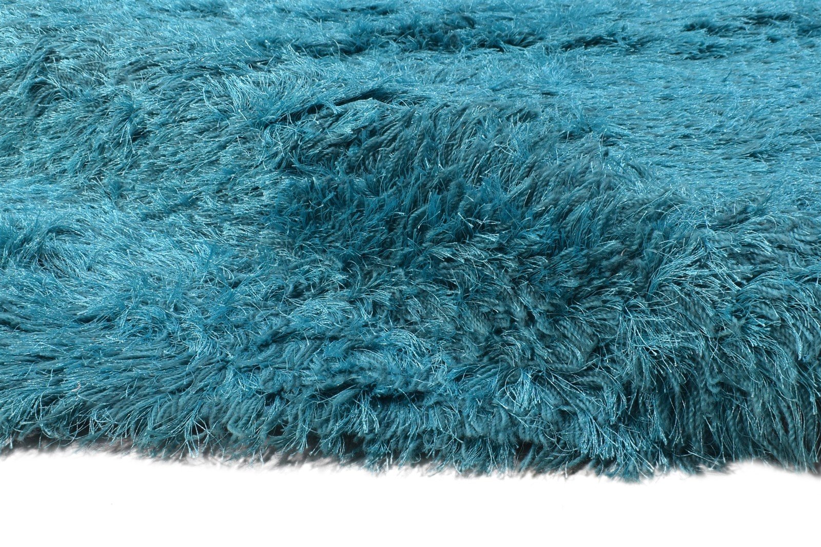 4' X 5' Rug Polyester Blue Shag Hand Woven Scandinavian Solid Room Size Carpet 