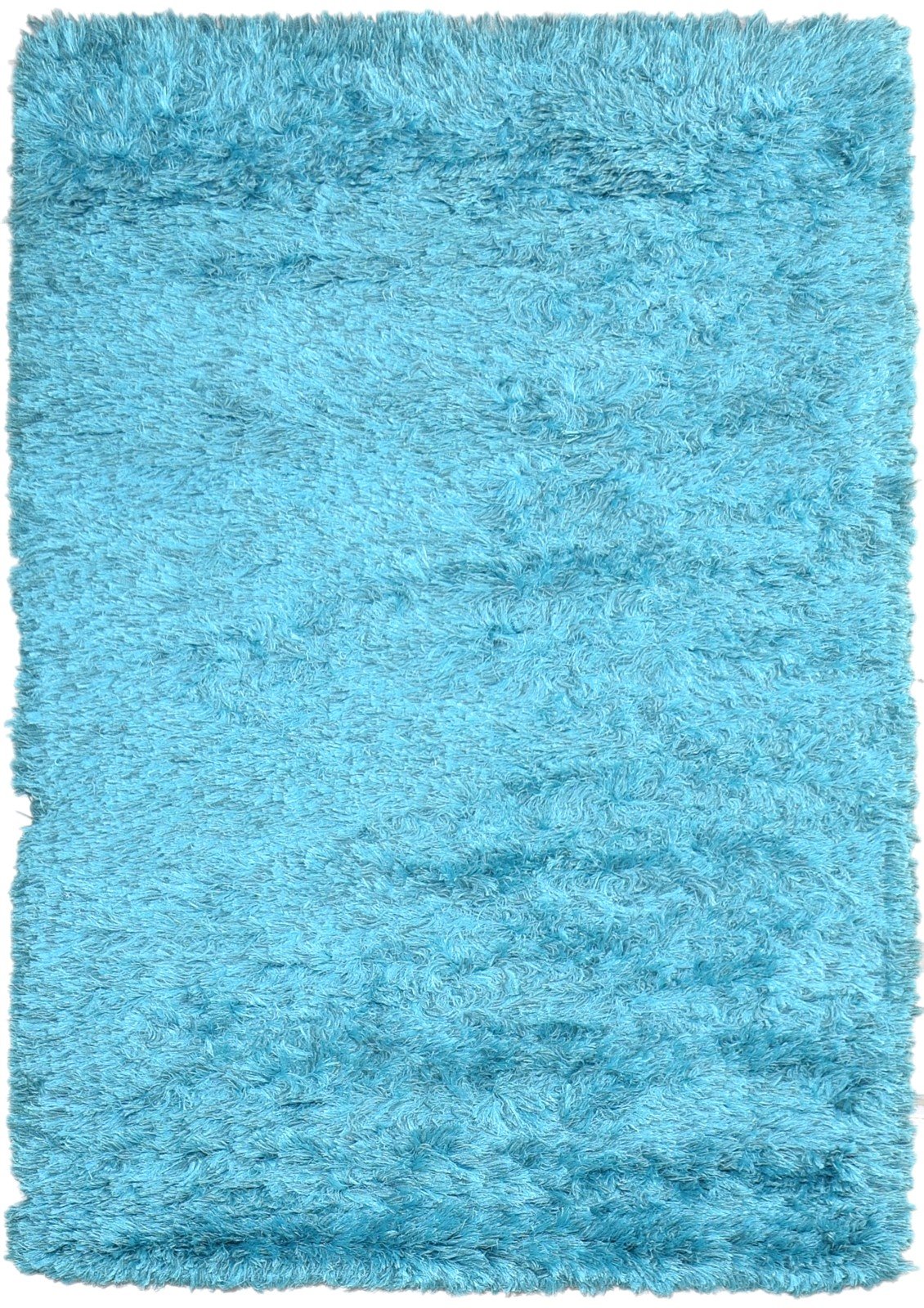 4' X 5' Rug Polyester Blue Shag Hand Woven Scandinavian Solid Room Size Carpet 