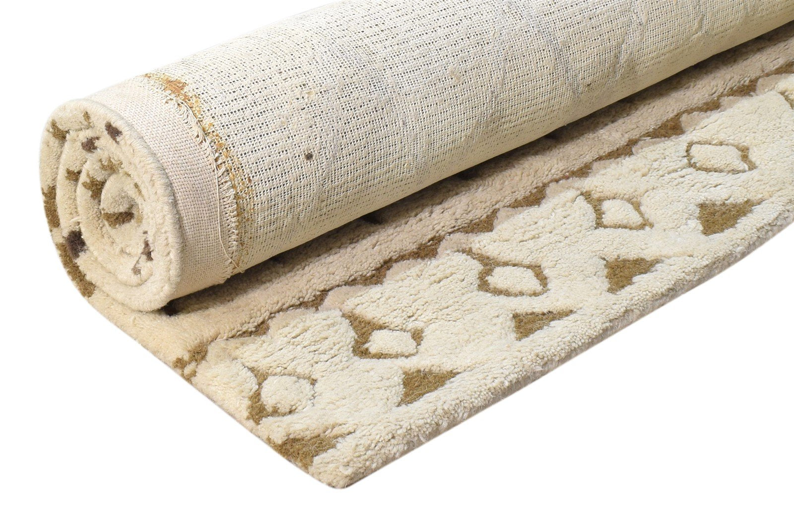 Hand Tufted Beige Wool Rug 3' X 5' Modern Moroccan Diamond Room Size Carpet 