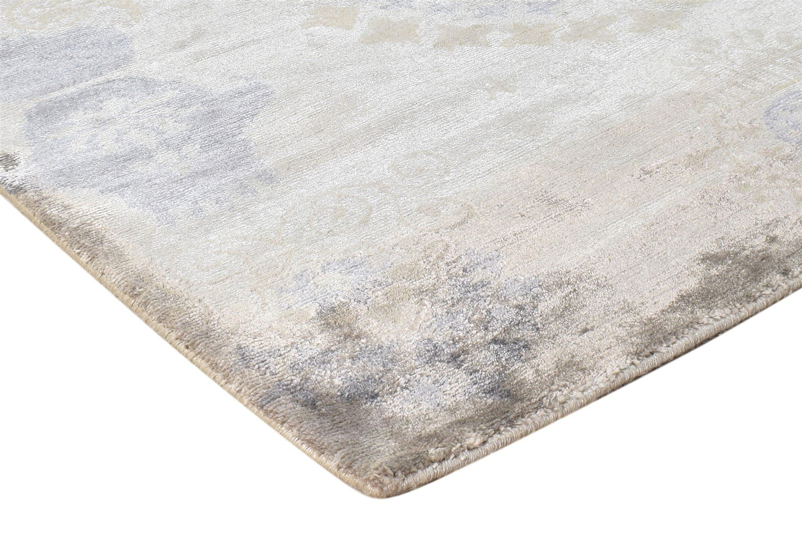 Silk Grey Rug 4X5 Modern Hand Knotted Scandinavian Abstract Room Size Carpet  Area Rug 