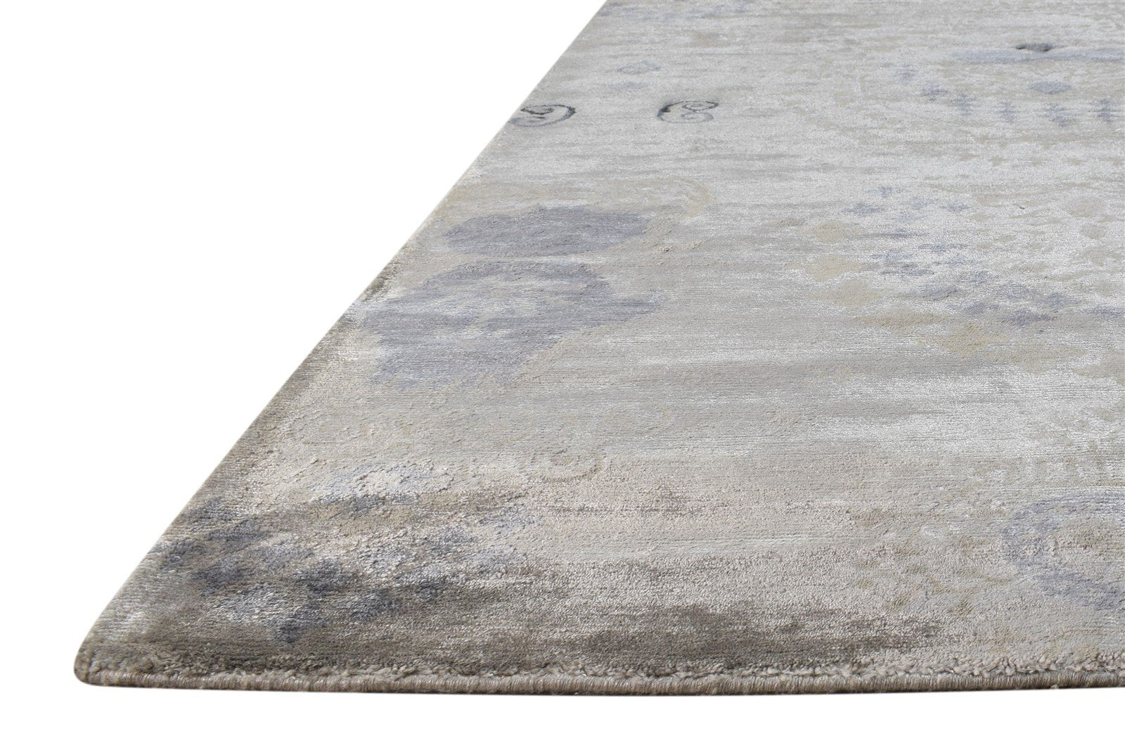 Silk Grey Rug 4X5 Modern Hand Knotted Scandinavian Abstract Room Size Carpet  Area Rug 