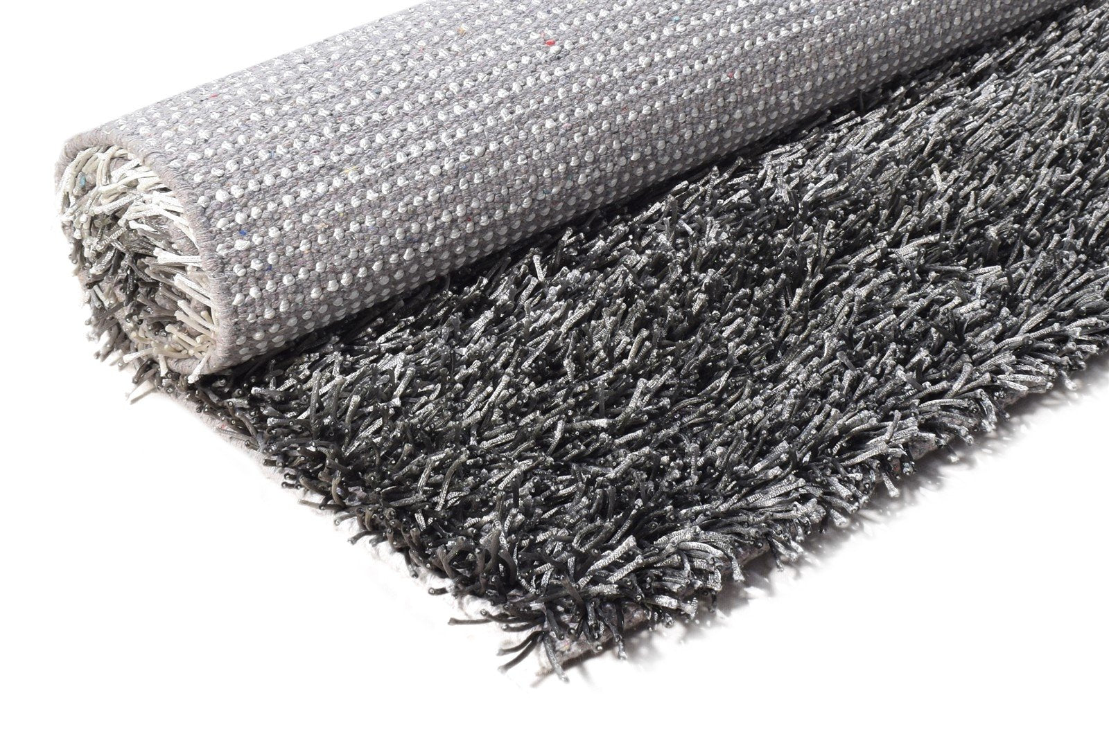 3' X 5' Rug Polyester Charcoal Shag Hand Woven Scandinavian Solid Small Carpet 