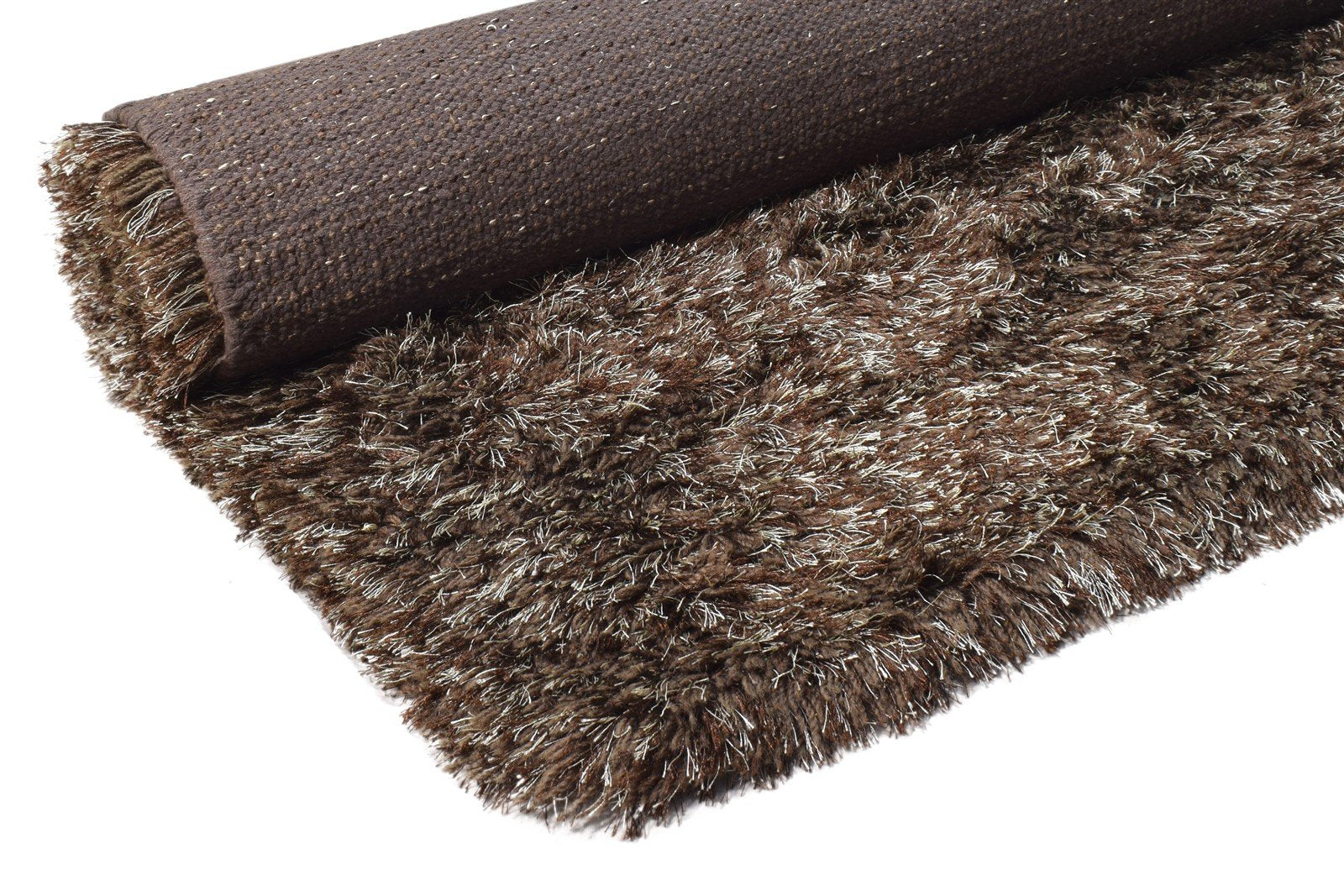 4' X 6' Rug Polyester Brown Shag Hand Woven Scandinavian Solid Room Size Carpet 