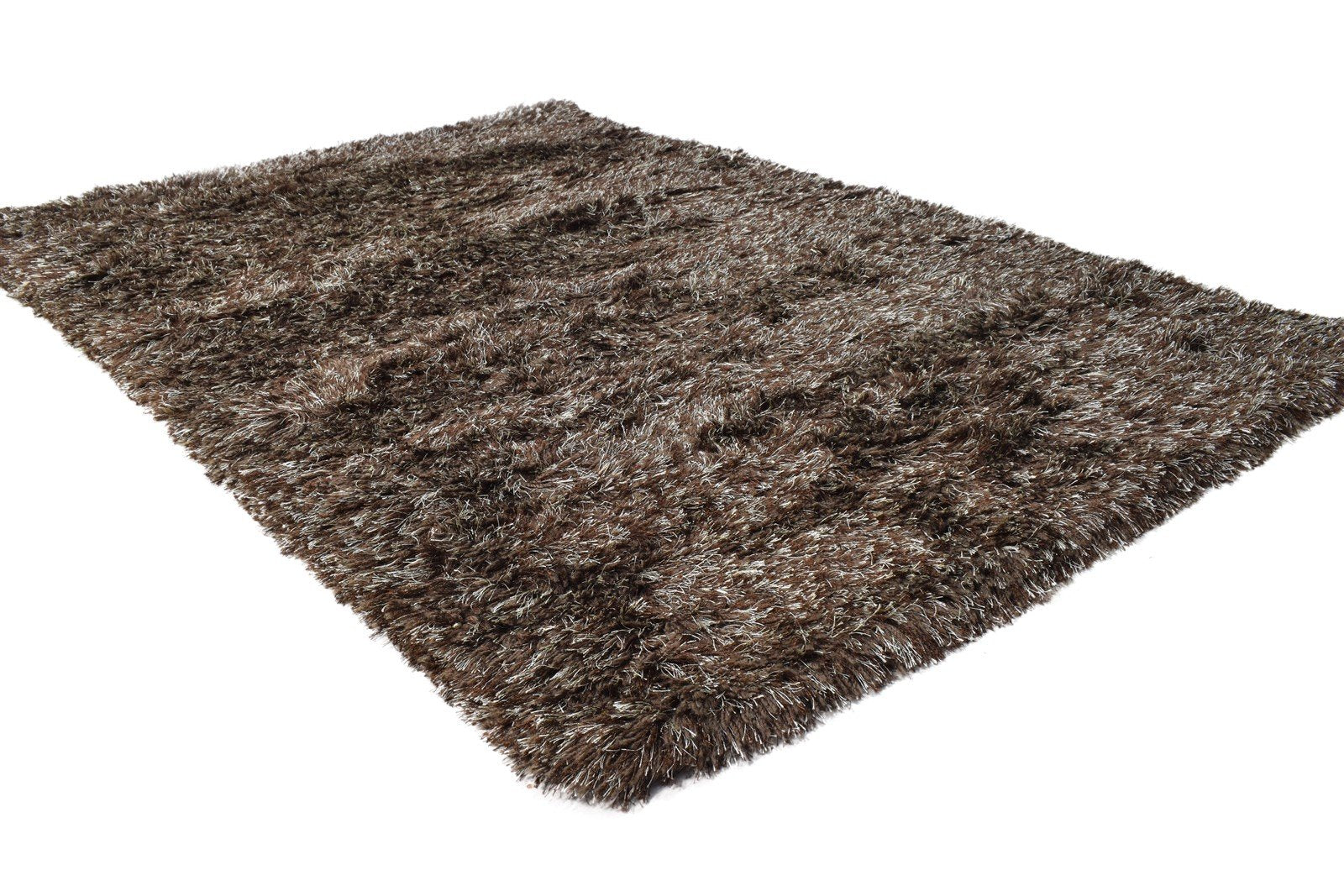 4' X 6' Rug Polyester Brown Shag Hand Woven Scandinavian Solid Room Size Carpet 