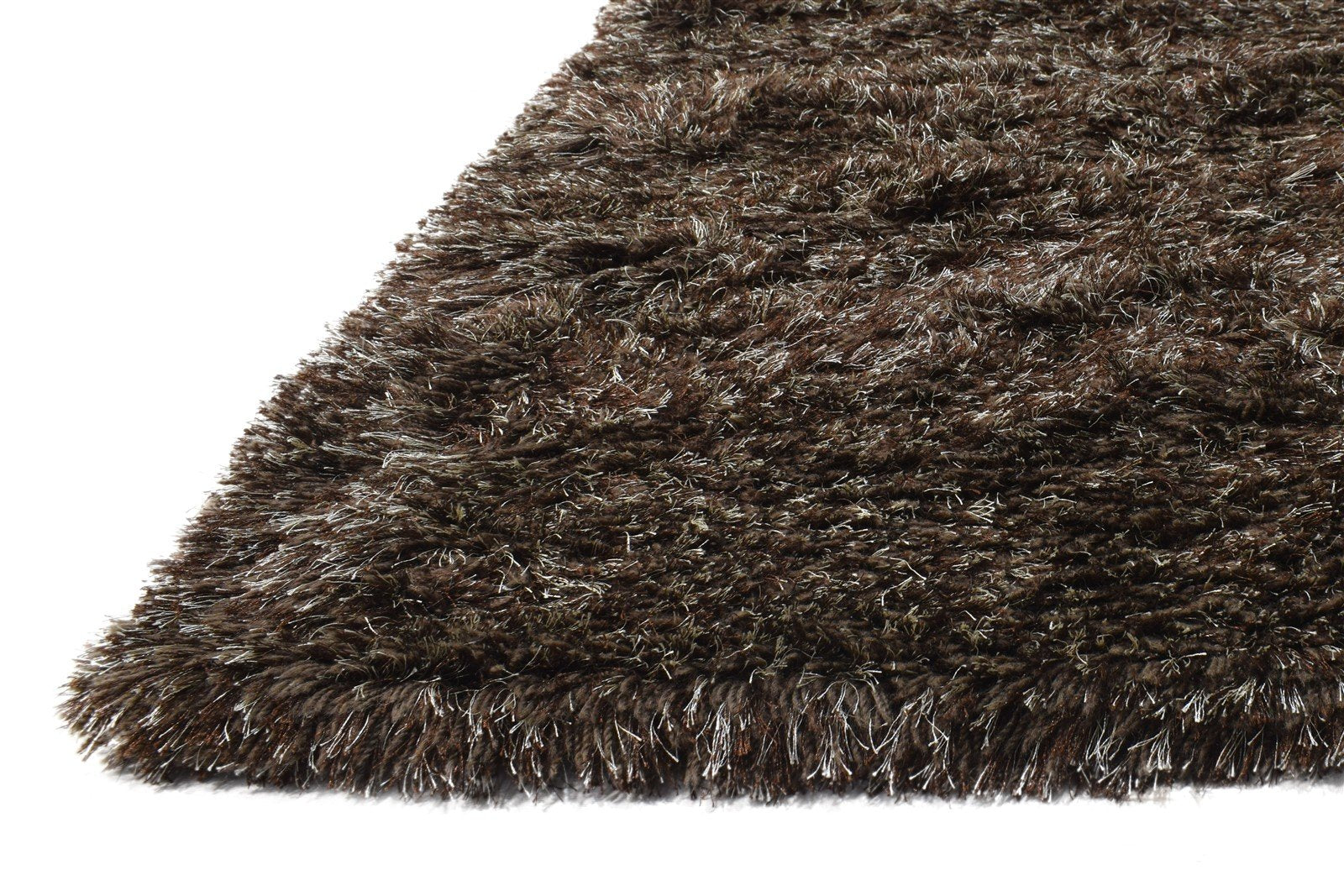 4' X 6' Rug Polyester Brown Shag Hand Woven Scandinavian Solid Room Size Carpet 