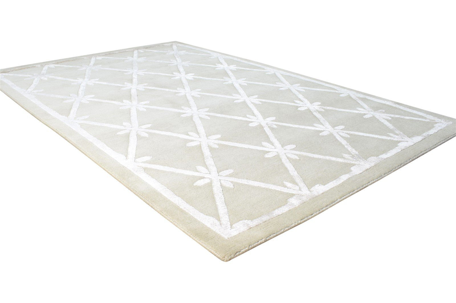 Hand Knotted Grey Wool / Silk Rug 4X6 Modern Scandinavian Nordic Room Size  Area Rug 