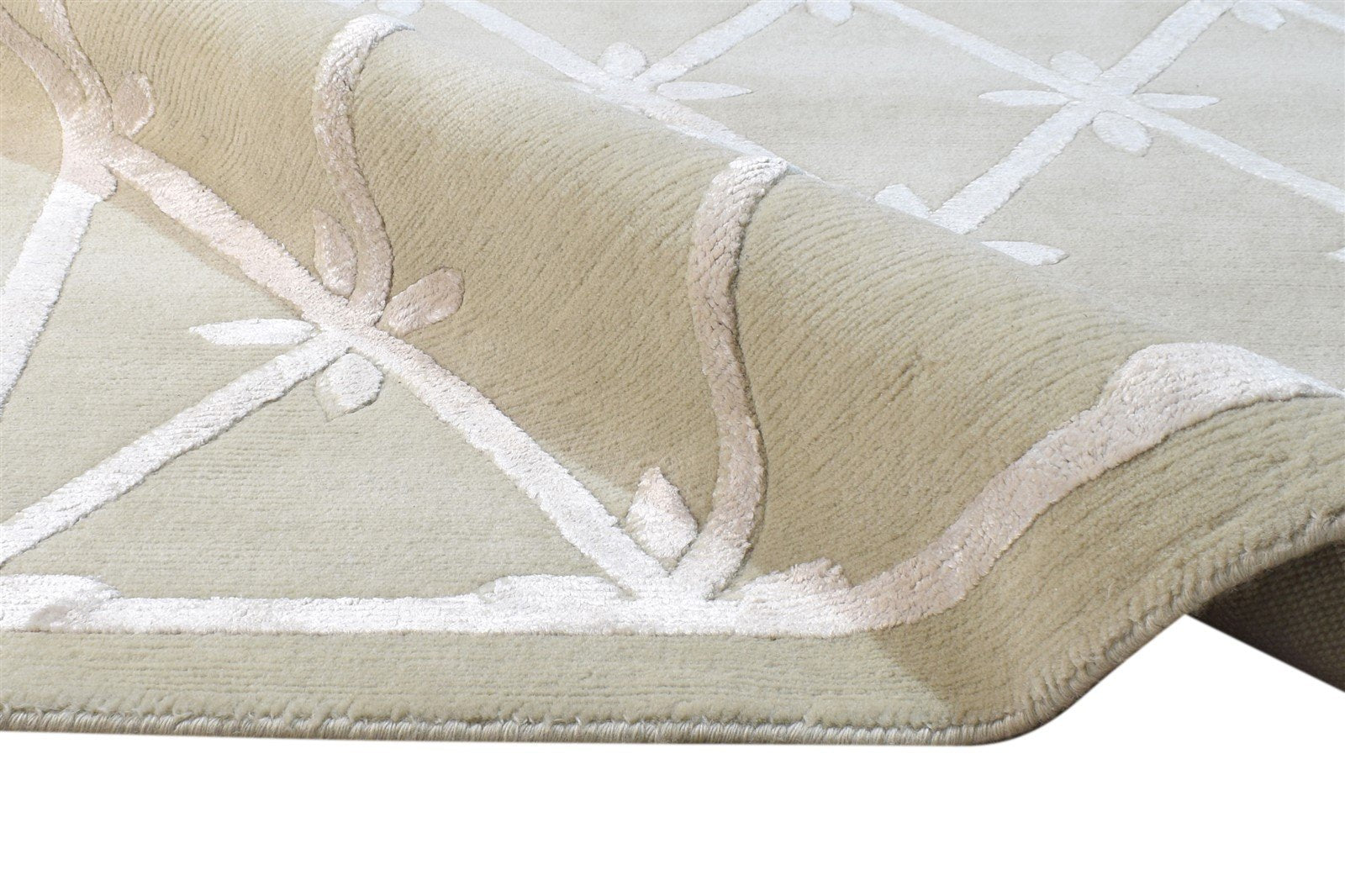 Hand Knotted Grey Wool / Silk Rug 4X6 Modern Scandinavian Nordic Room Size  Area Rug 