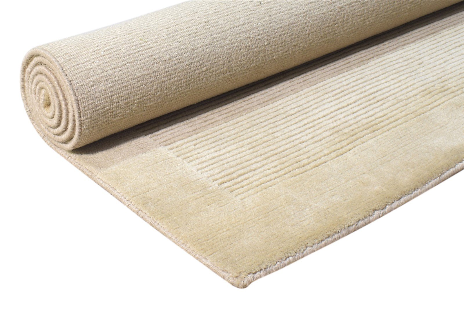 Beige Silk Rug 4X6 Modern Hand Knotted Scandinavian Bordered Room Size Carpet 