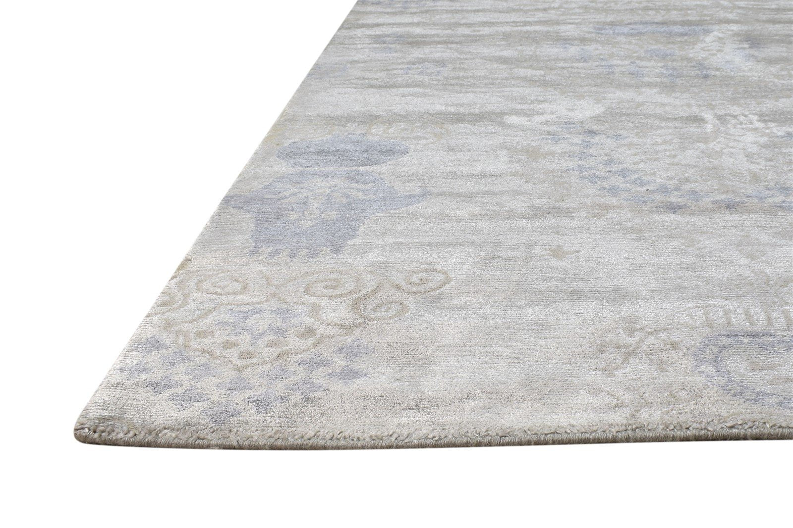 Silk Grey Rug 4' X 6' Modern Hand Knotted American Abstract Room Size Carpet 