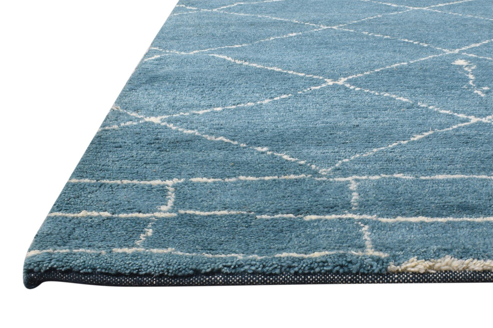 5' X 7' Rug Silk Blue Modern Hand Knotted Moroccan Abstract Room Size Carpet  Area Rug 