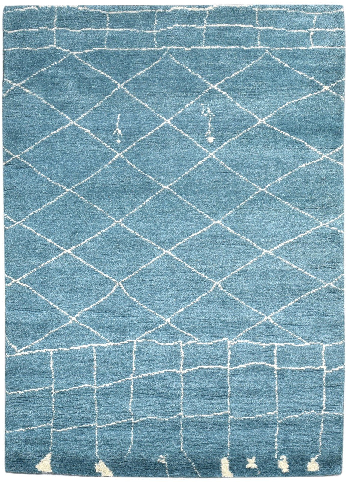 5' X 7' Rug Silk Blue Modern Hand Knotted Moroccan Abstract Room Size Carpet 