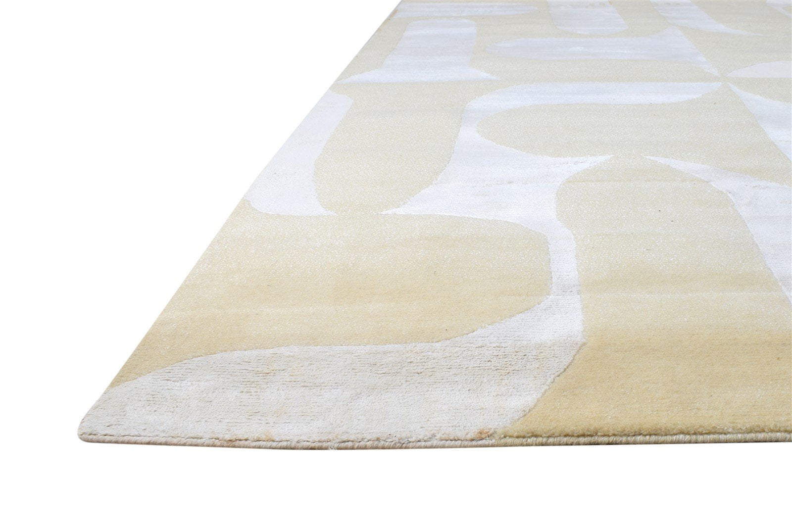 Hand Knotted Beige Wool / Silk Rug 6X8 Modern Scandinavian Abstract Room Size 