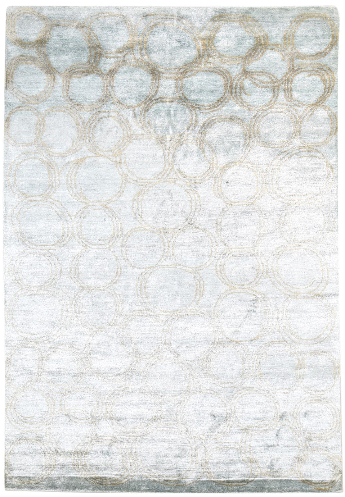 Silk Grey Rug 6' X 9' Modern Hand Knotted European Circles Room Size Carpet 