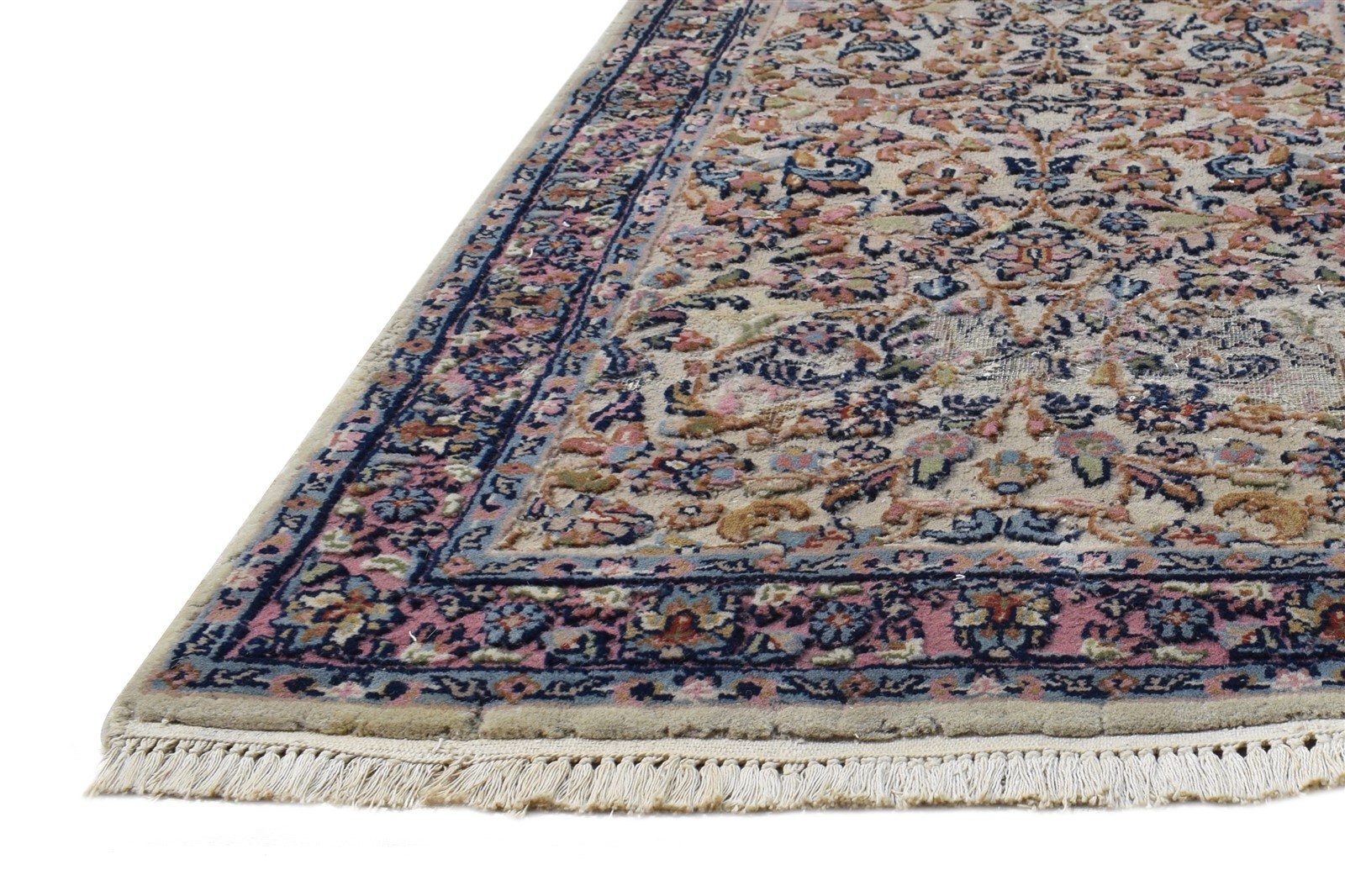 2' X 4' Rug Wool Beige Persian Hand Knotted Kashan Oriental Small Carpet 