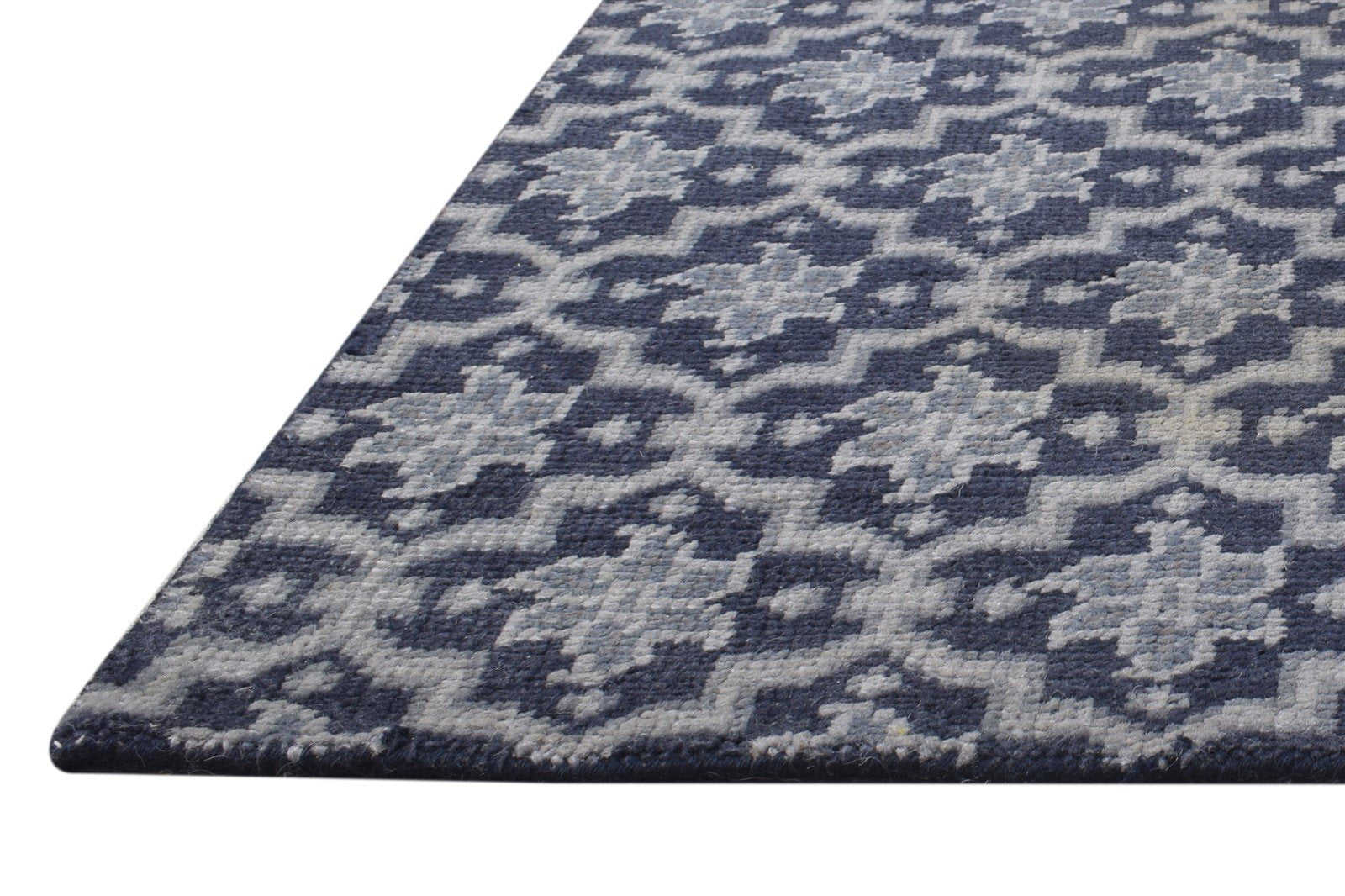 Navy Blue Wool Rug 2' X 2' Persian Hand Knotted Bokhara Oriental Small Carpet 