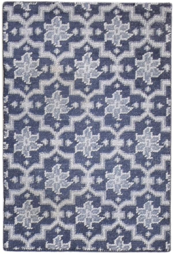 Navy Blue Wool Rug 2' X 2' Persian Hand Knotted Bokhara Oriental Small Carpet 