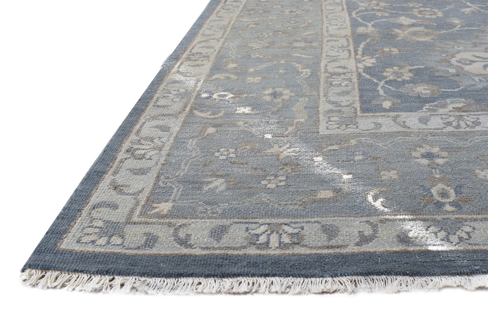 Grey Wool Rug 8' X 10' Persien Hand Knotted Oushak Oriental Large Carpet 