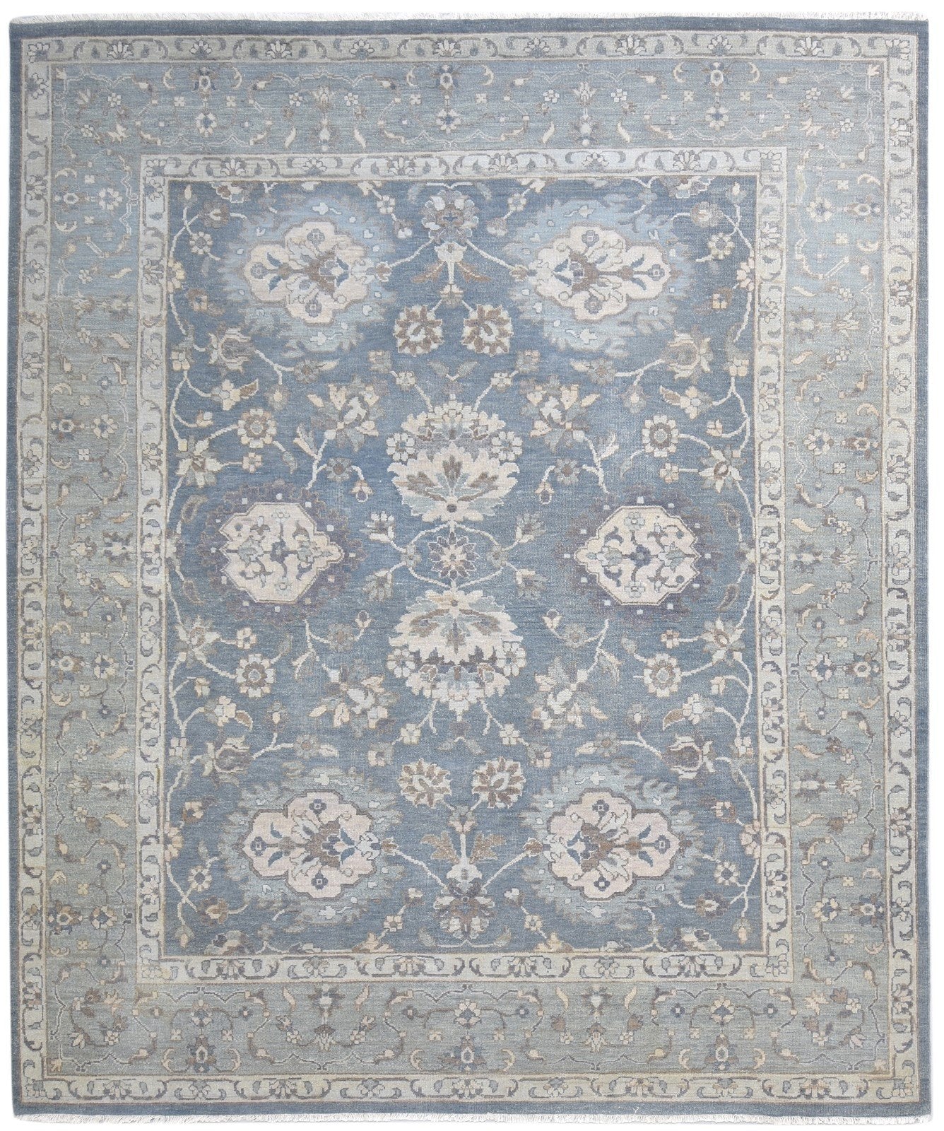 Grey Wool Rug 8' X 10' Persien Hand Knotted Oushak Oriental Large Carpet 