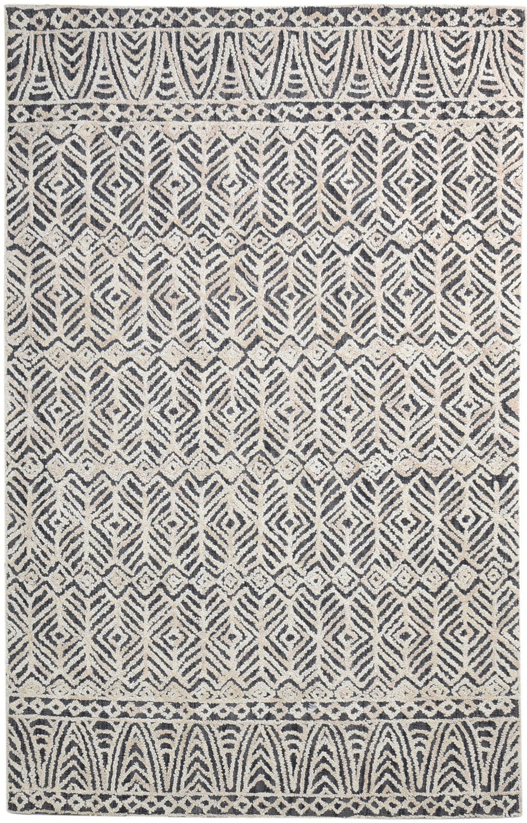 5X8 Rug Wool Charcoal Modern Hand Tufted Scandinavian Nordic Room Size Carpet 