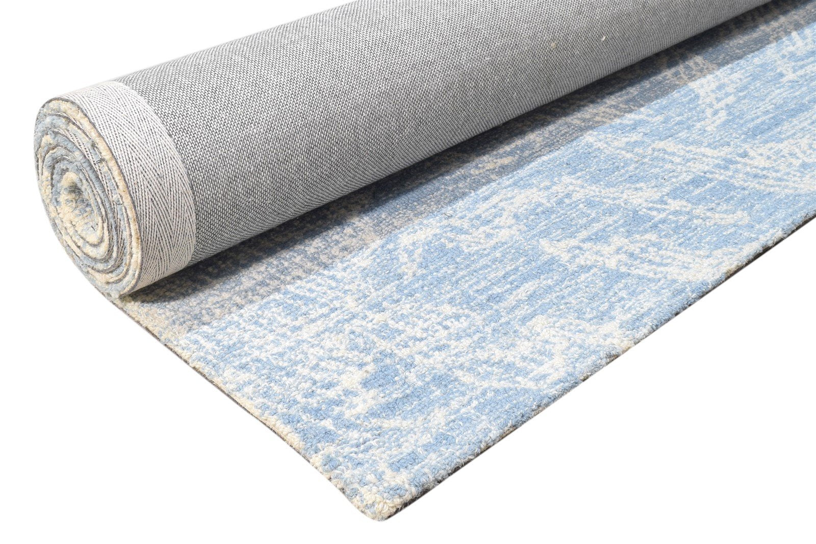 Blue Wool Rug 5' X 8' Modern Hand Tufted Scandinavian Abstract Room Size Carpet 