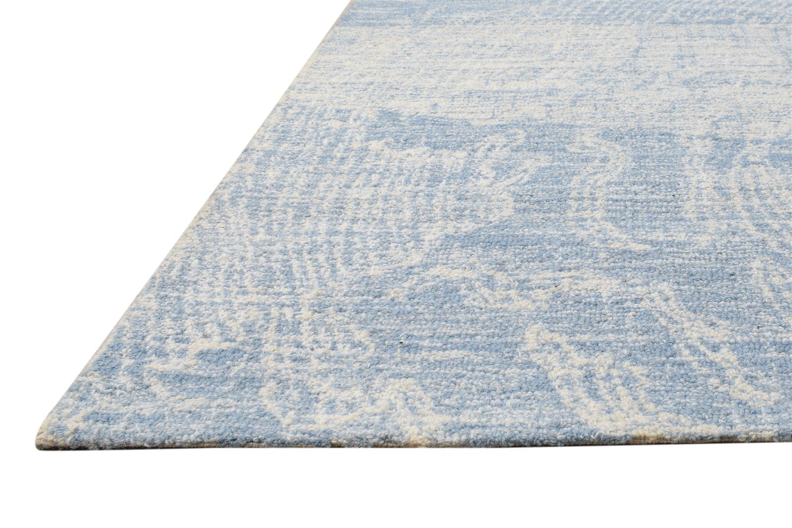 Blue Wool Rug 5' X 8' Modern Hand Tufted Scandinavian Abstract Room Size Carpet 