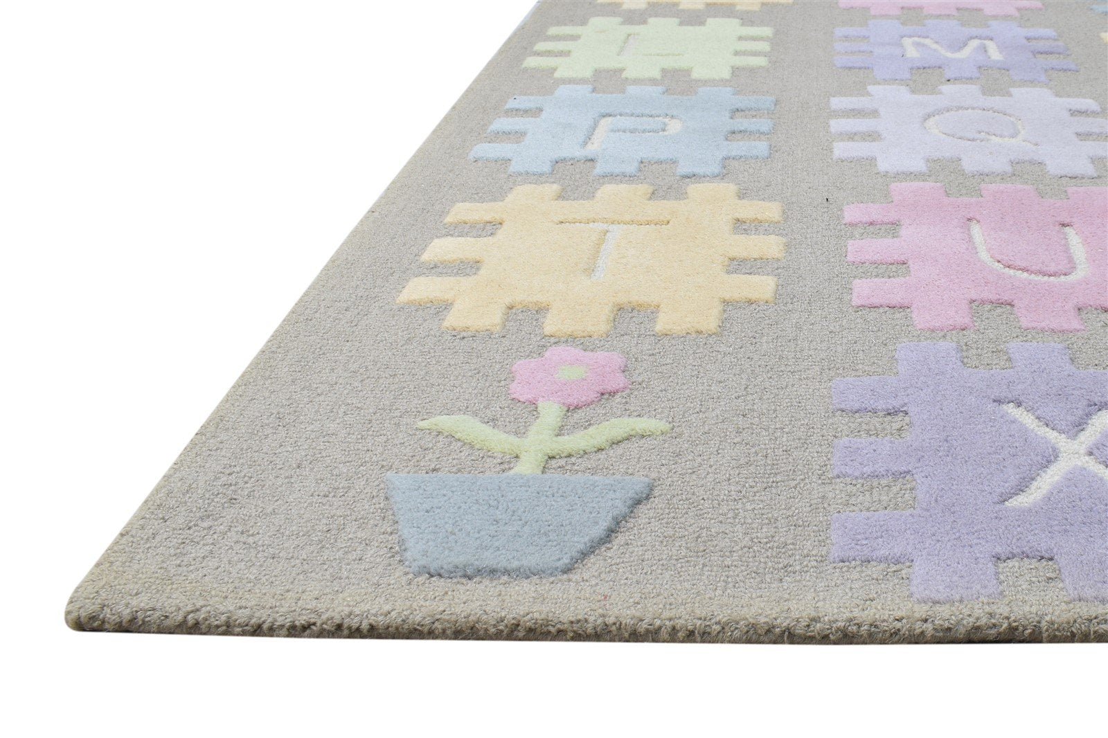 Wool Multi Color Rug 5X8 Modern Hand Tufted American Abstract Room Size Carpet 