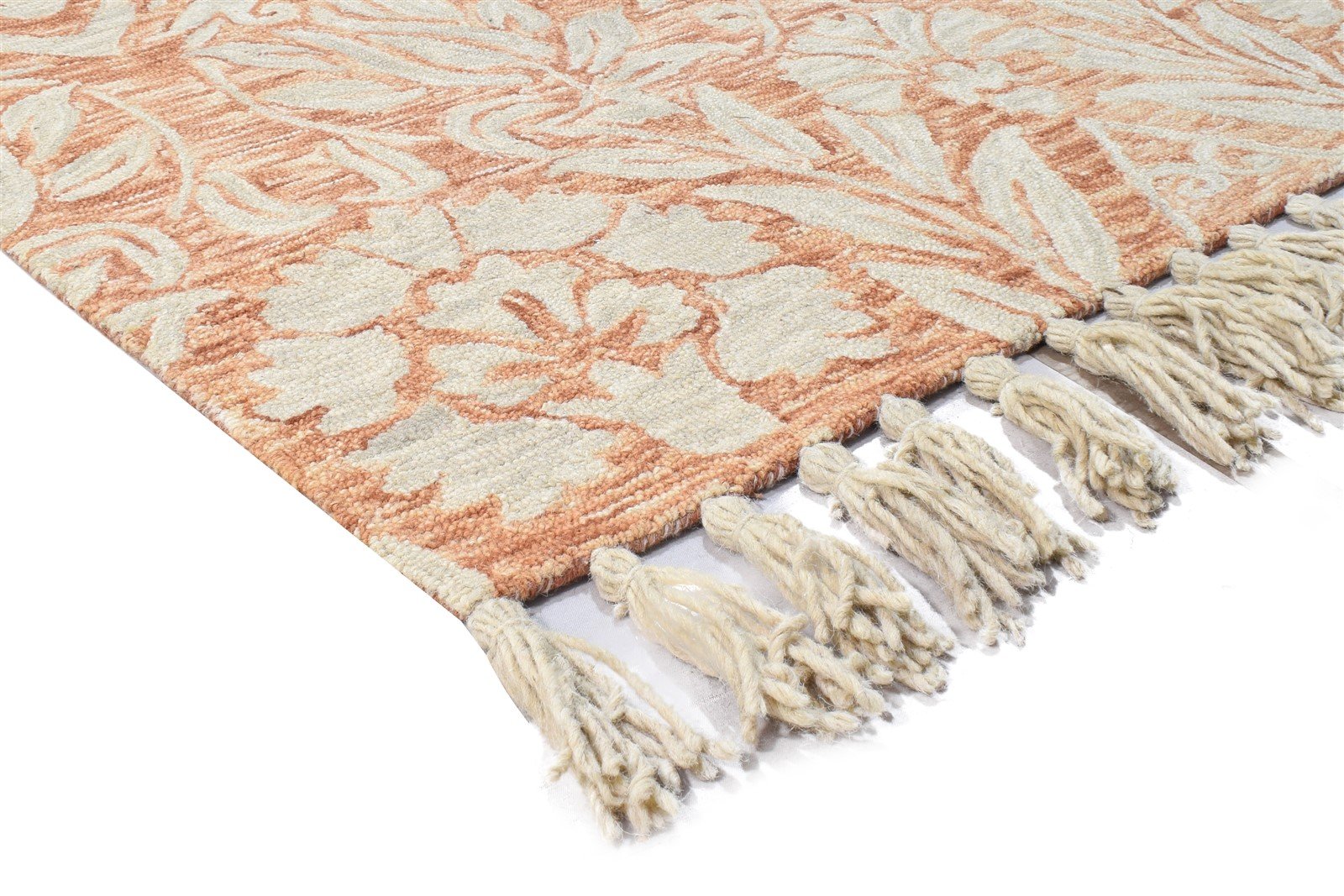 Hand Tufted Rust Wool Rug 5' X 7' Modern French Floral Room Size Carpet 