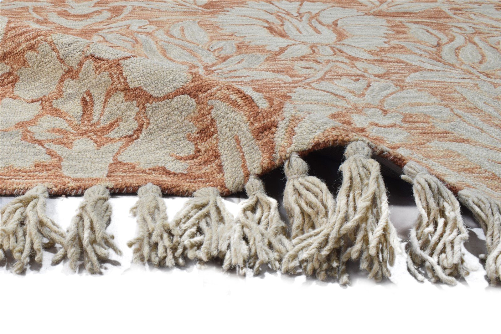 Hand Tufted Rust Wool Rug 5' X 7' Modern French Floral Room Size Carpet 