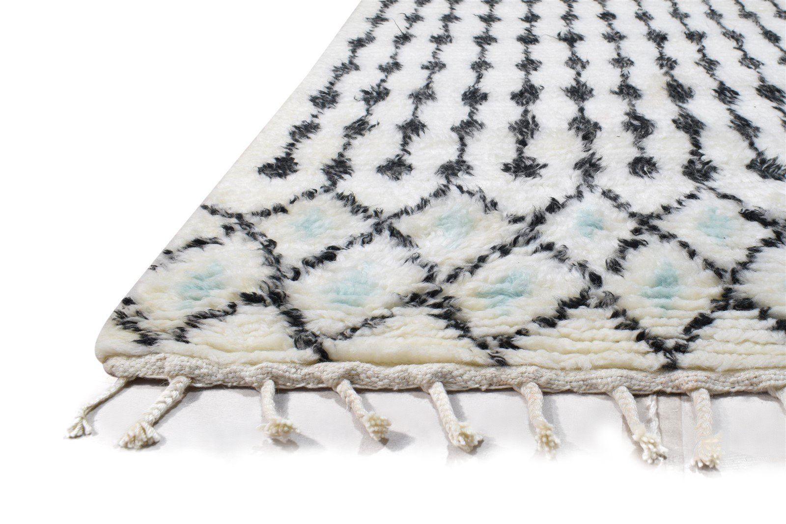 White Wool Rug 5' X 8' Modern Hand Knotted Moroccan Trellis Room Size Carpet 