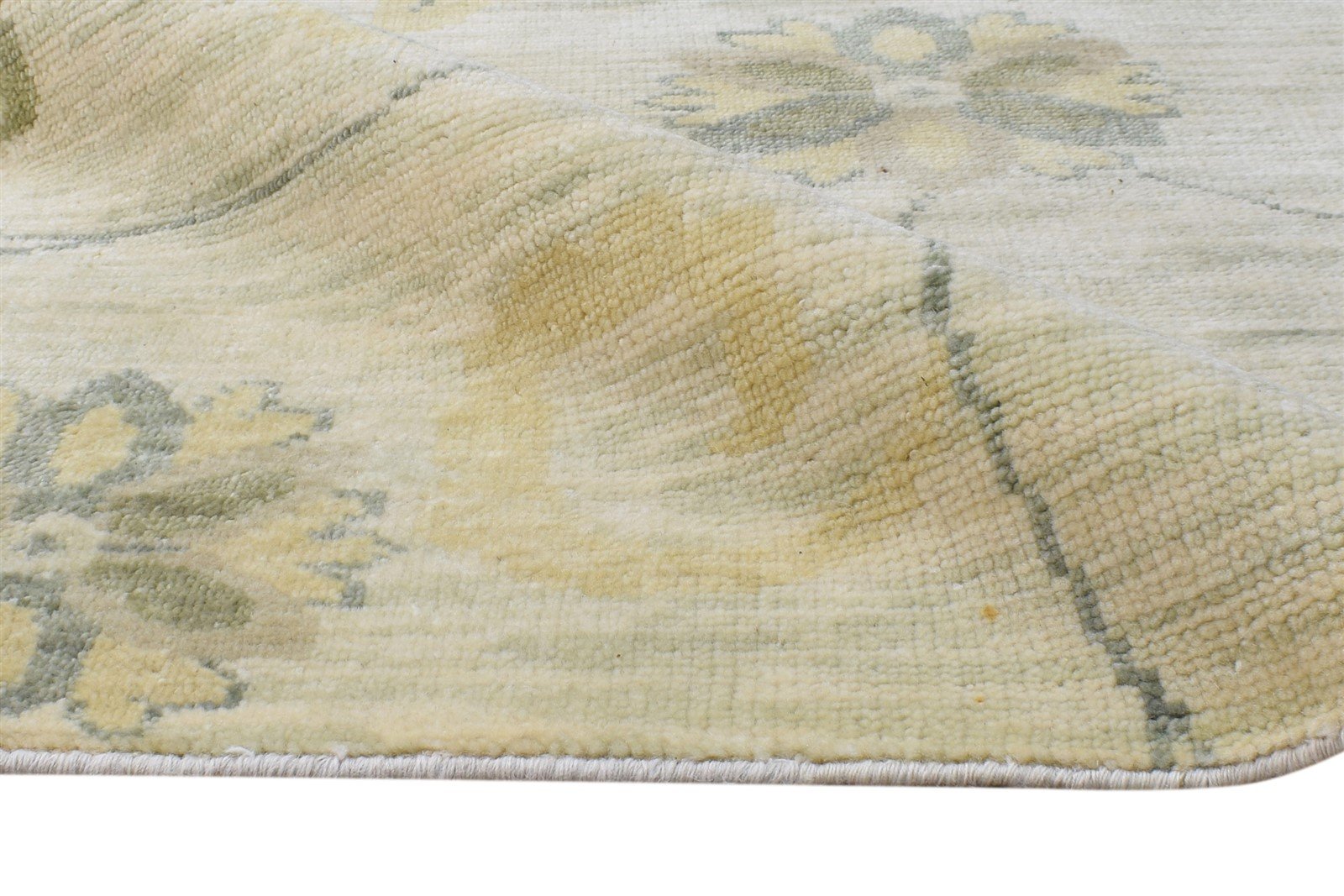 Beige Wool Rug 4' X 6' Modern Hand Knotted French Floral Room Size Carpet 