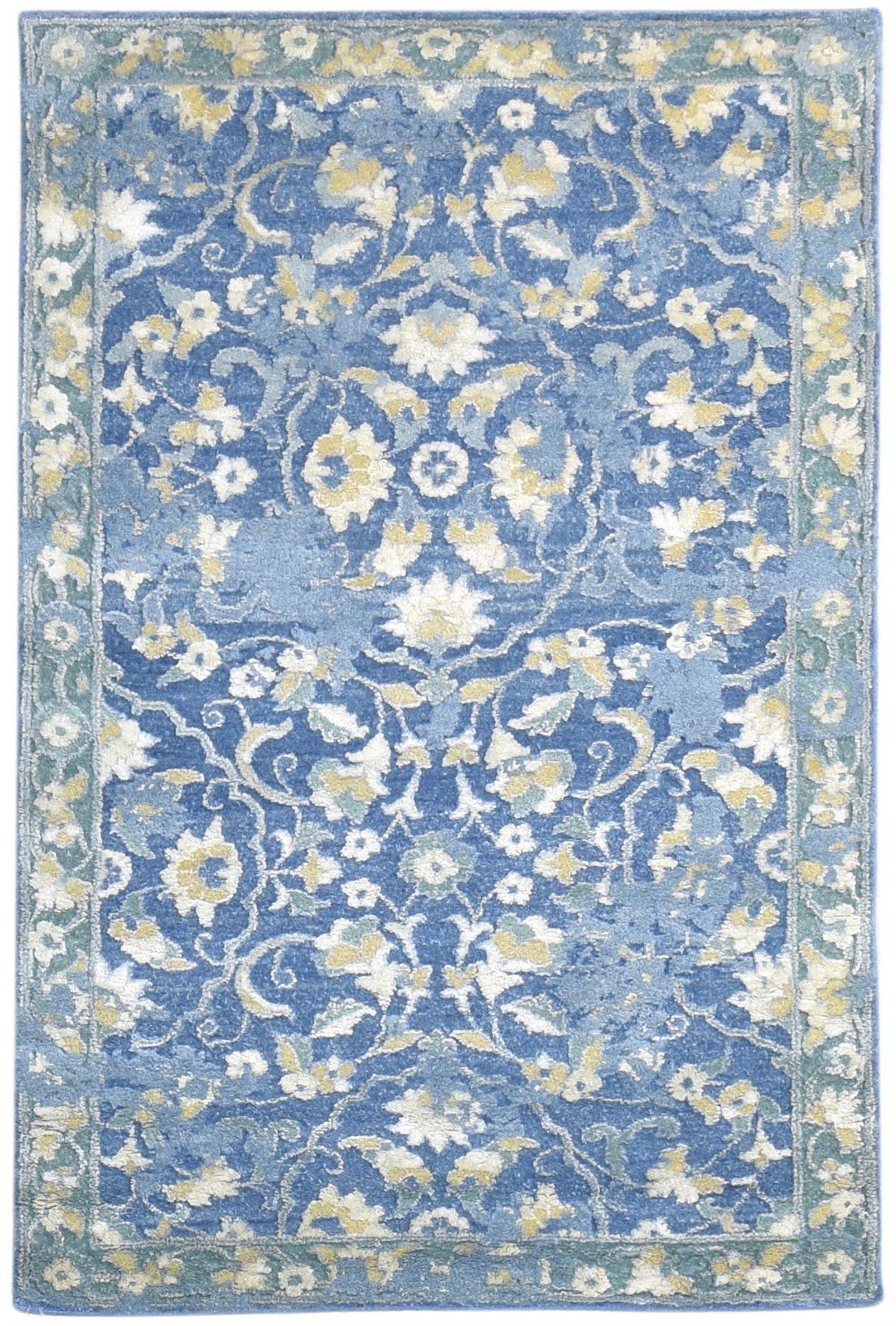 Hand Knotted Blue Wool Rug 3' X 5' Persien Oushak Oriental Room Size Carpet 