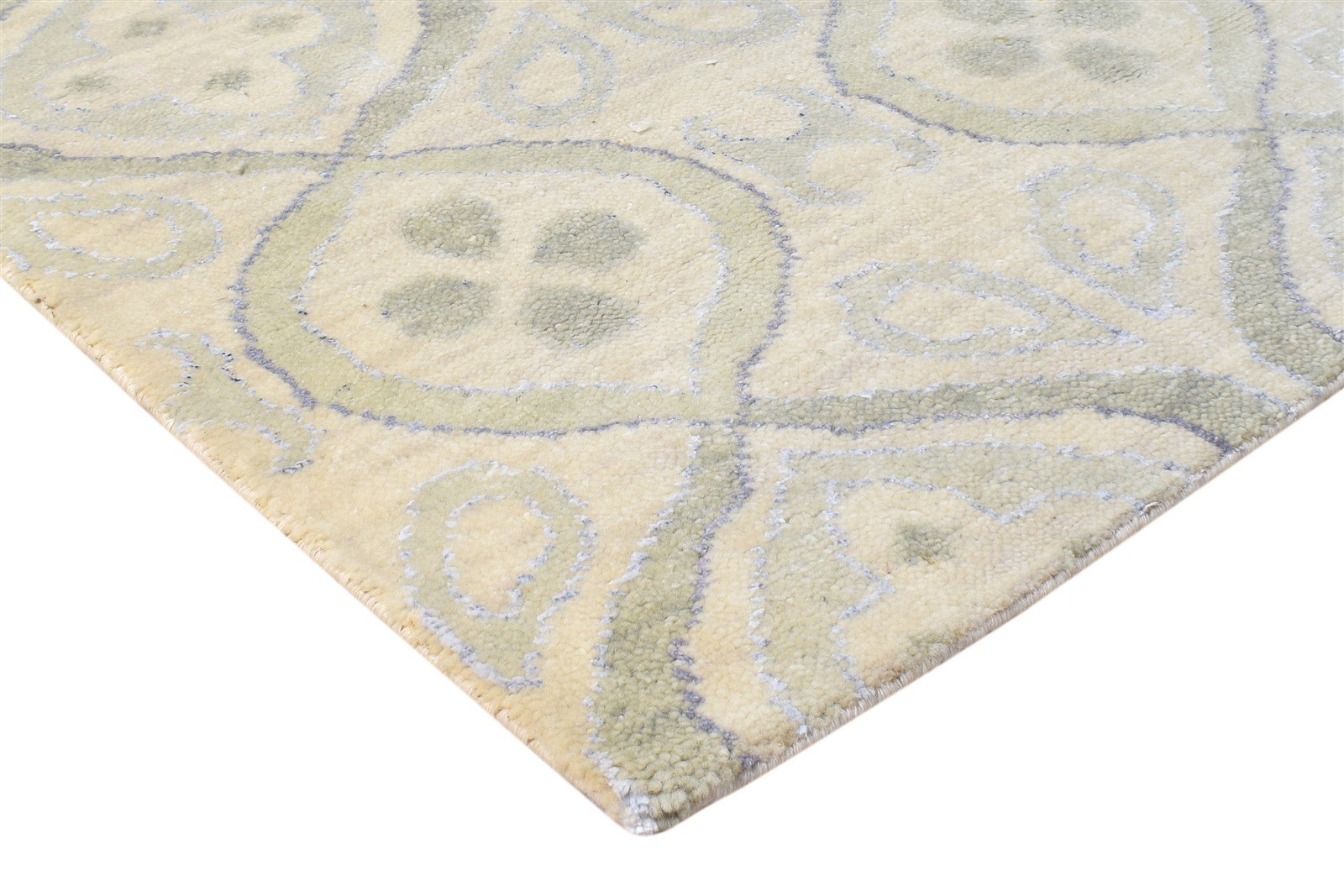 Beige Wool Rug 4' X 6' Modern Hand Knotted Moroccan Trellis Room Size Carpet 