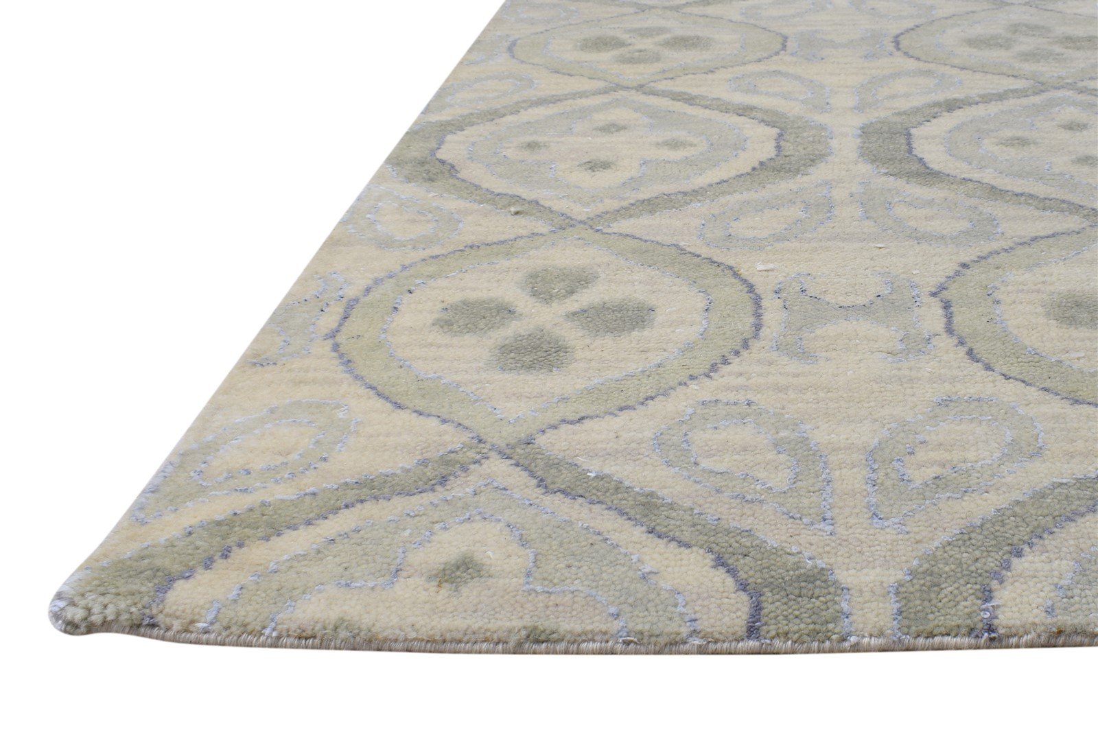 Beige Wool Rug 4' X 6' Modern Hand Knotted Moroccan Trellis Room Size Carpet 