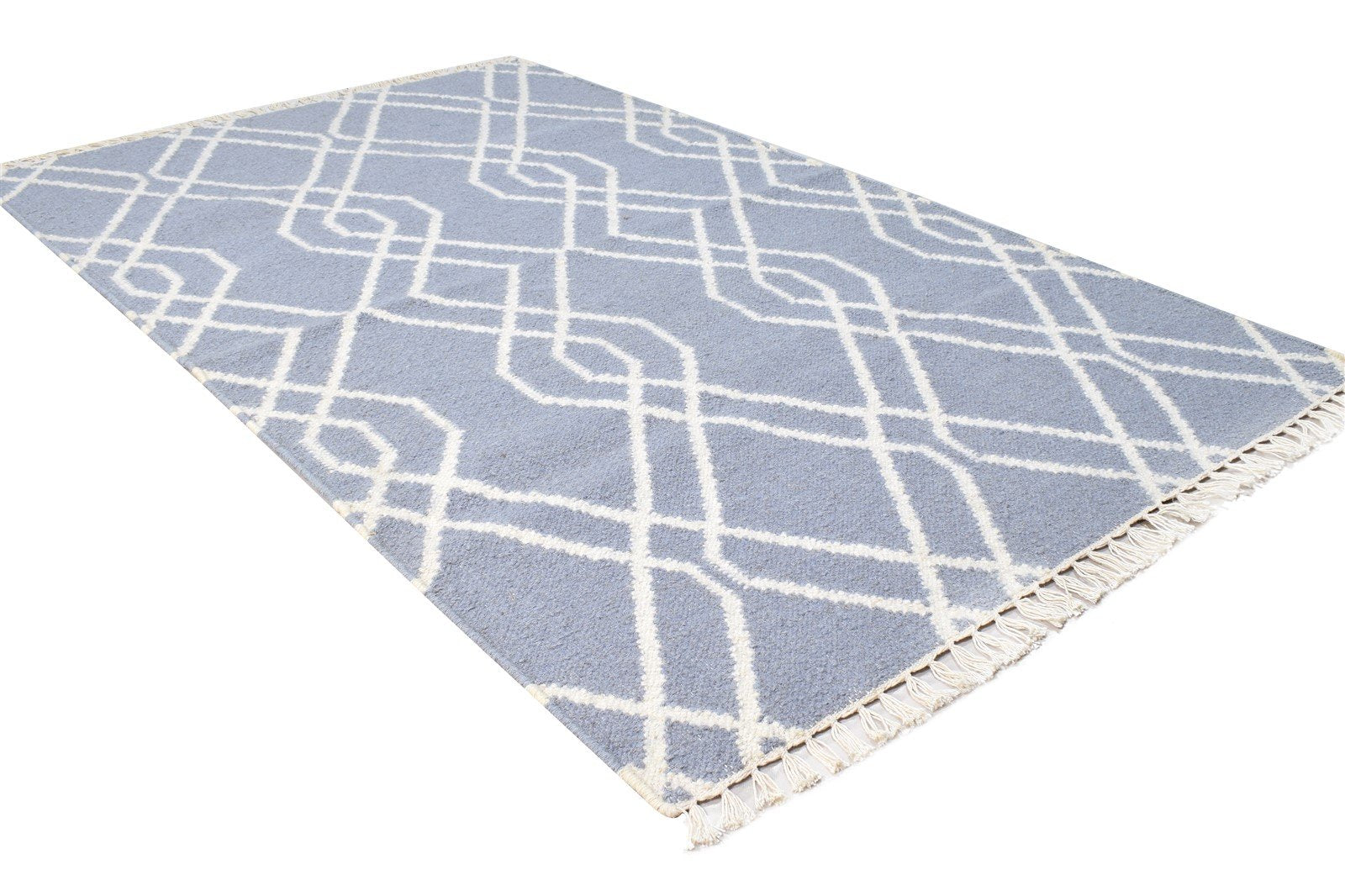 3' X 5' Rug Wool Grey Modern Dhurrie Moroccan Trellis Small Carpet 