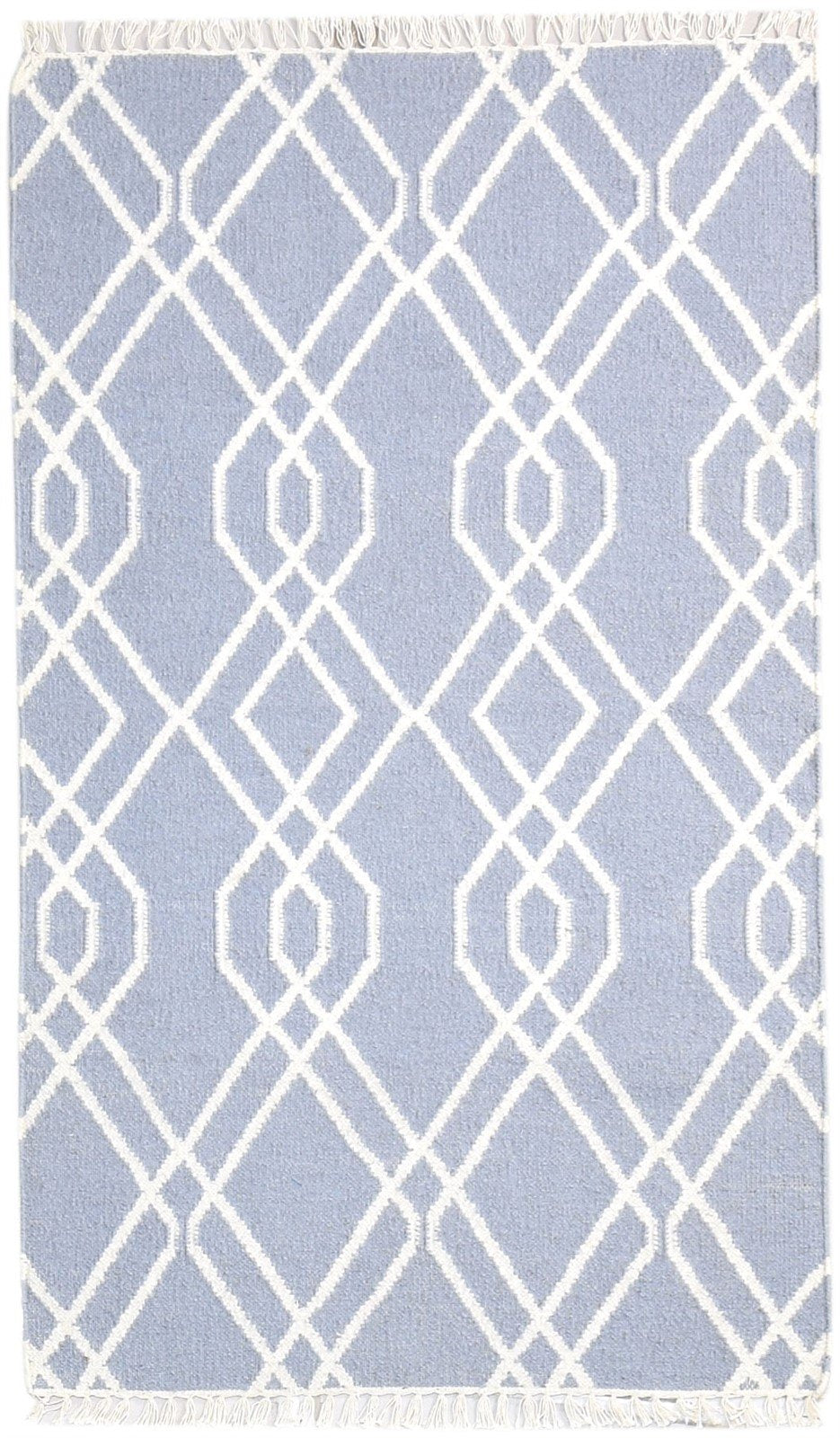 3' X 5' Rug Wool Grey Modern Dhurrie Moroccan Trellis Small Carpet 