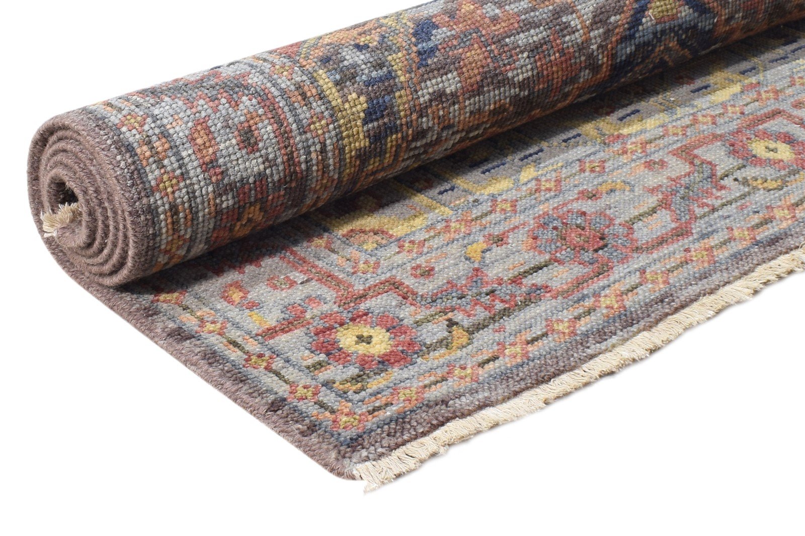 4X5 Rug Wool Wine Persian Hand Knotted Heriz-Indian Oriental Room Size Carpet 