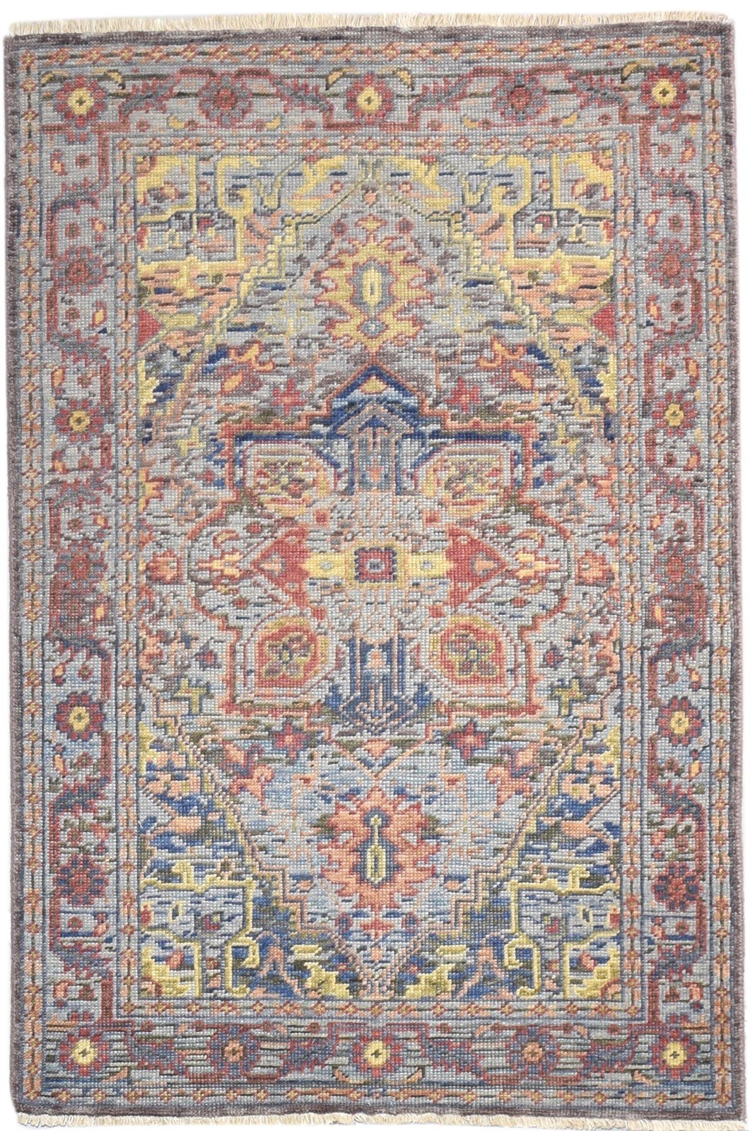 4X5 Rug Wool Wine Persian Hand Knotted Heriz-Indian Oriental Room Size Carpet 