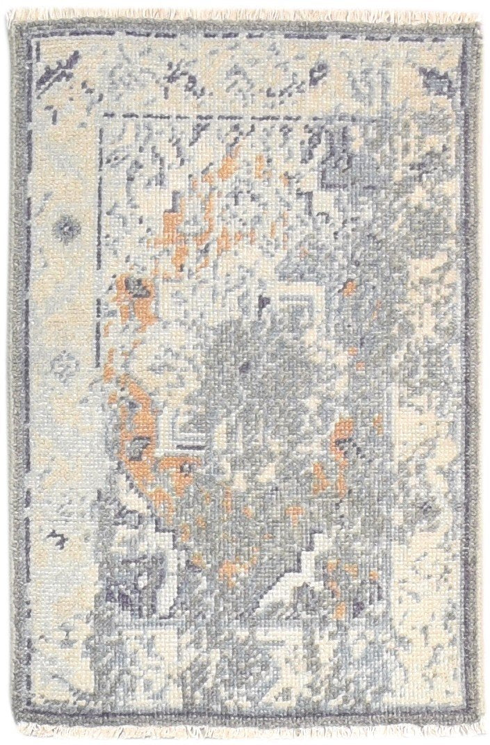 2' X 3' Rug Wool Silk Grey Modern Hand Knotted American Abstract Small Carpet 