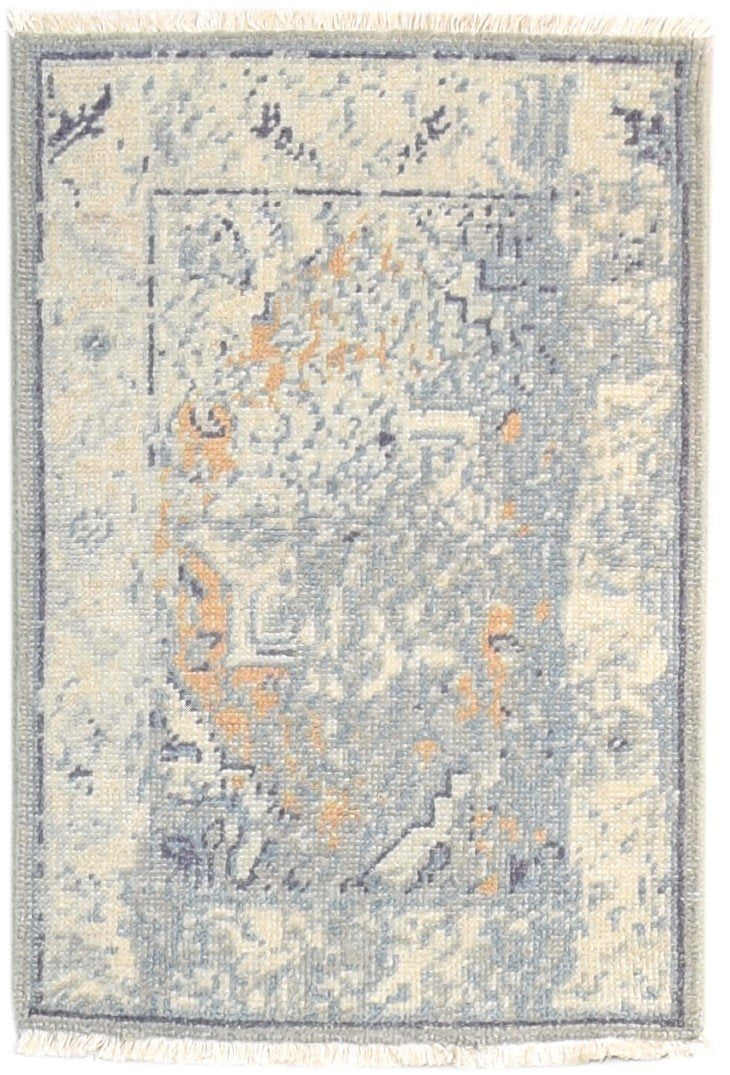 Wool Silk Grey Rug 2' X 3' Modern Hand Knotted American Abstract Small Carpet 