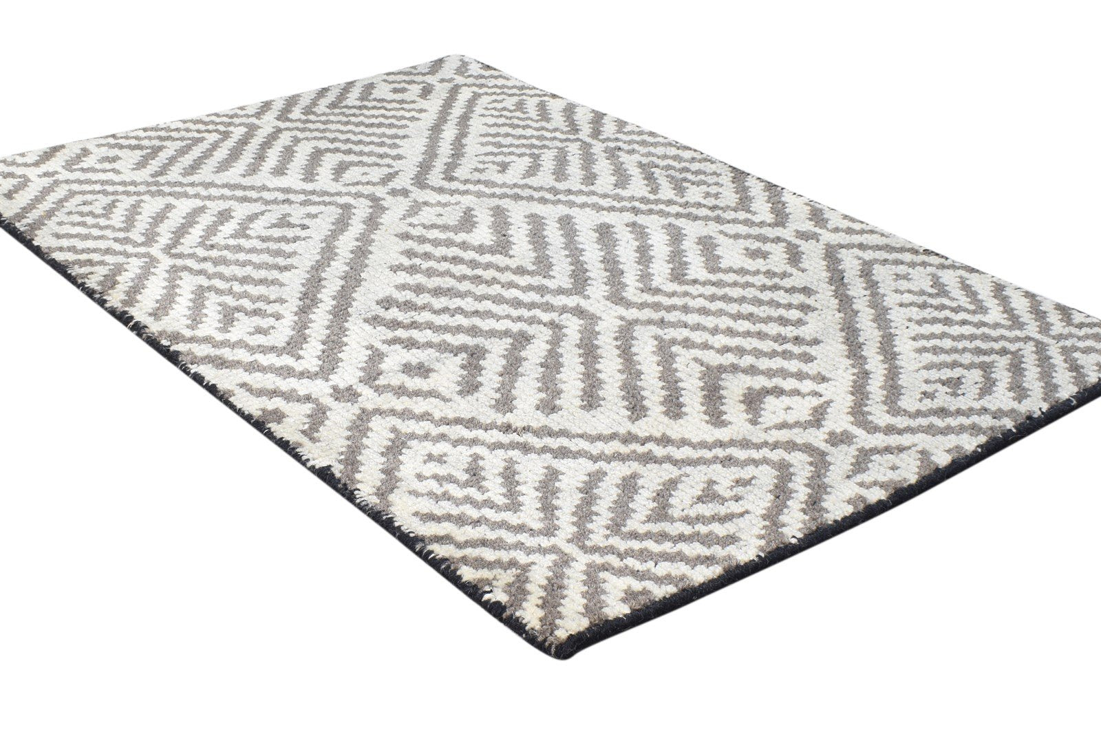 Wool Grey Rug 2' X 3' Modern Hand Knotted Scandinavian Nordic Small Carpet 