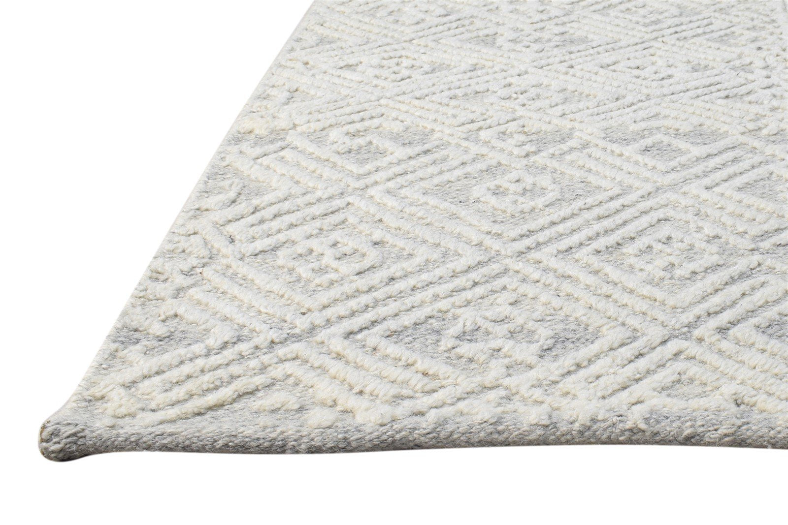 2' X 3' Rug Wool Cream Modern Hand Knotted Scandinavian Nordic Small Carpet 